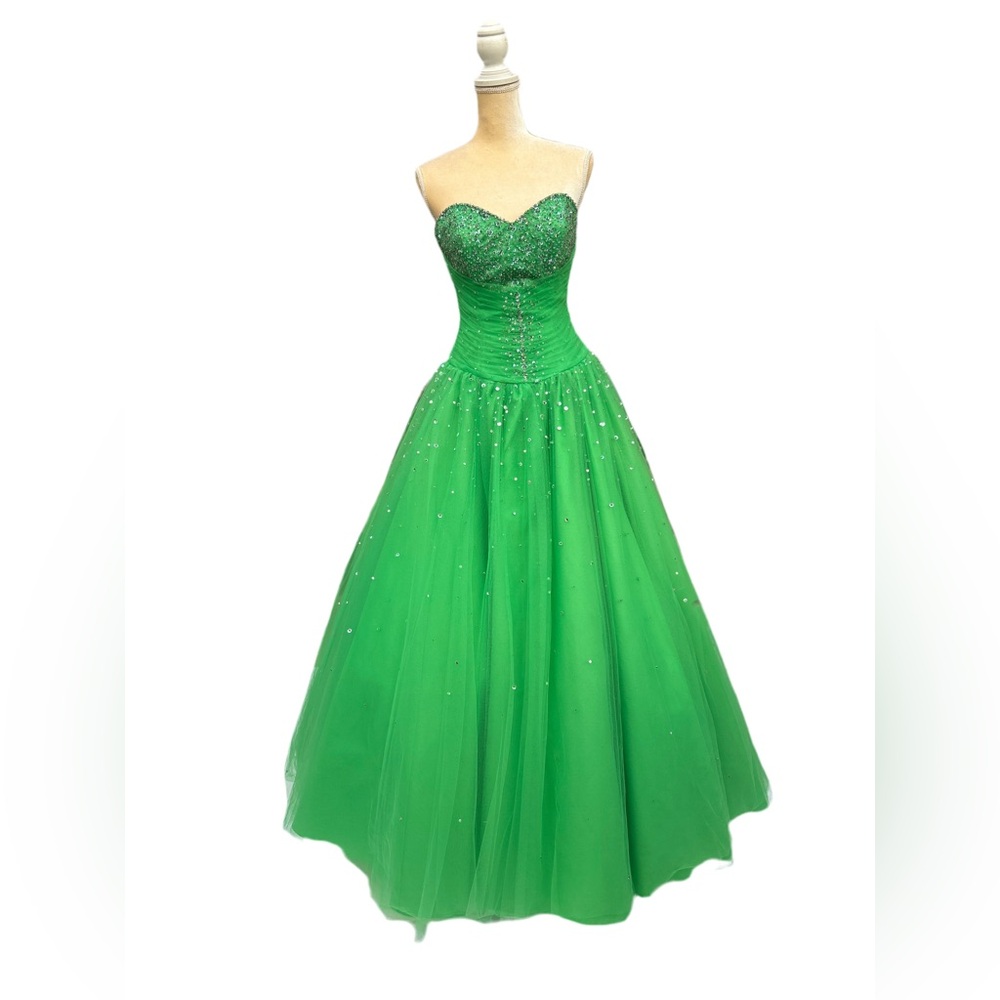 Mori Lee by Madeline Gardner Size 7/8 Green Envy Strapless Quinceañera Ball Gown - Picture 1 of 13